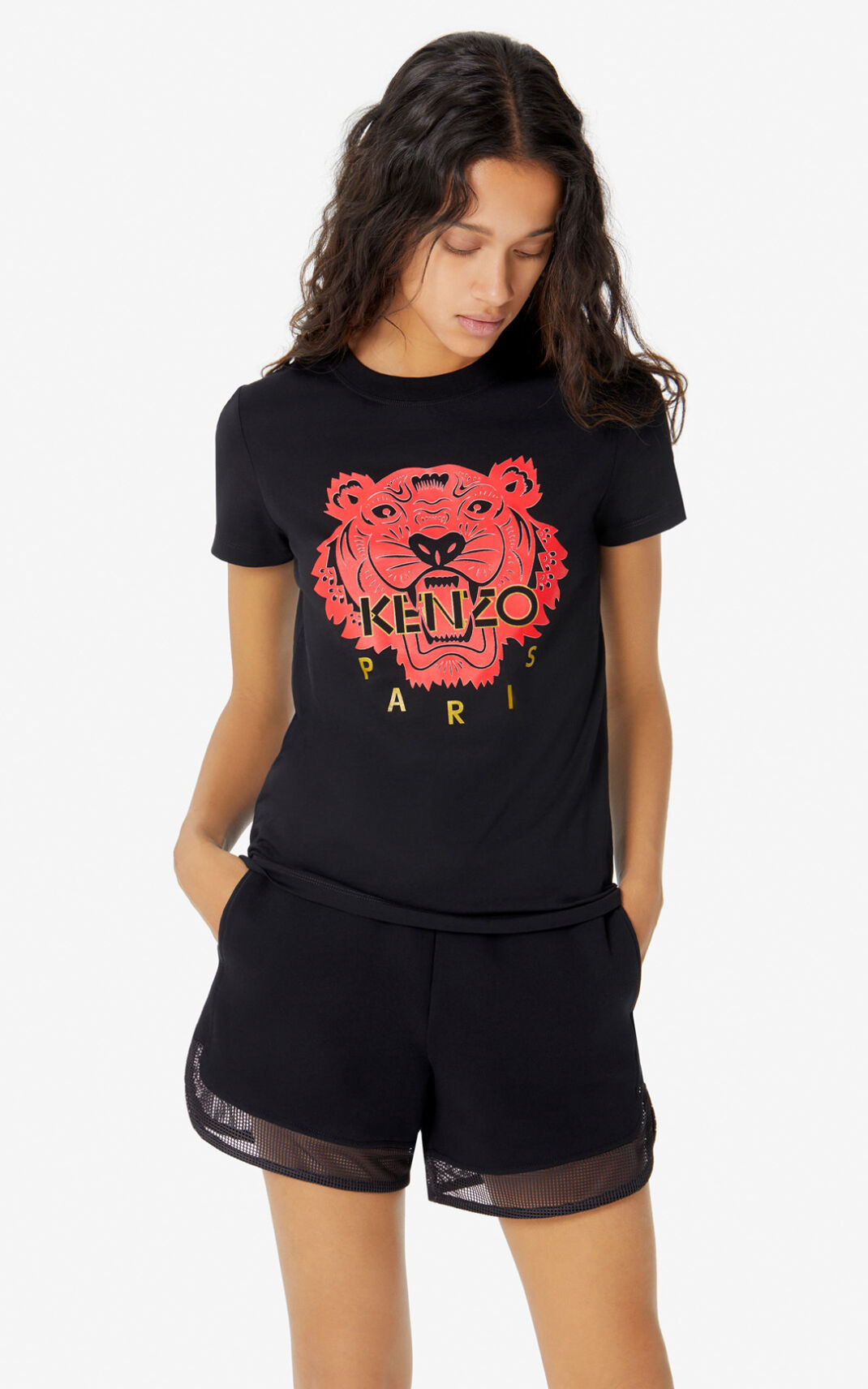 Camisetas Kenzo Tiger Mujer Negras NRI895102